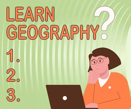Handwriting text Learn Geography. Word for study of physical features of earth Ilustración de archivo