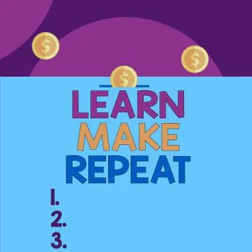 Handwriting text Learn Make Repeat. Concept meaning Once you do it will be easy Stock Illustration