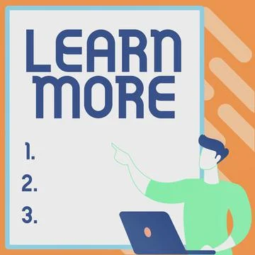 Handwriting text Learn More. Concept meaning knowledge or skill acquired by Illustrazione stock