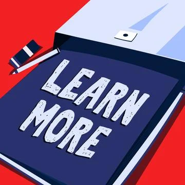 Handwriting text Learn More. Word for Deepen knowledge of the thing you want to Stock Illustration