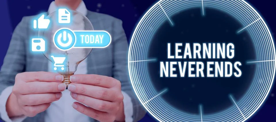 Handwriting text Learning Never Ends. Business approach Life Long Educational Stock Photos