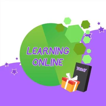 Handwriting text Learning Online. Concept meaning Learn something new with the 스톡 일러스트