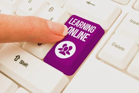 Handwriting text Learning OnlineLearn something new with the help of internet 写真素材