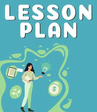 Handwriting text Lesson Plan. Word Written on a teacher's detailed description Stock Illustration