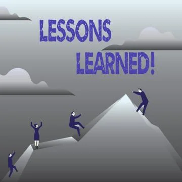 Handwriting text Lessons Learned. Concept meaning Experiences that should be Illustrazione stock