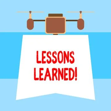 Handwriting text Lessons Learned. Concept meaning experiences distilled project Illustrazione stock