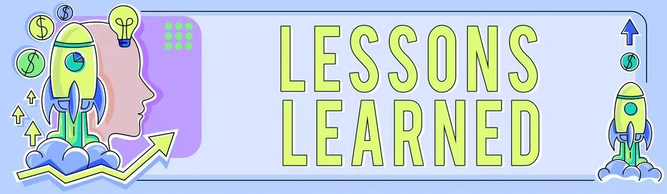 Handwriting text Lessons Learned. Conceptual photo experiences garnered from Stock Illustration