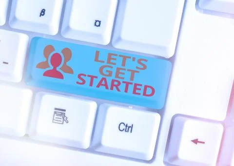 Handwriting text Let S Is Get Started. Concept meaning to begin doing or working Stock Photos