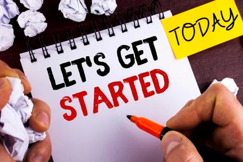 Handwriting text Lets Get Started. Concept meaning beginning time motivationa Stock Photos
