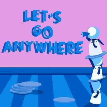 Handwriting text Lets Go Anywhere, Business concept visit new places to meet  Stock Illustration