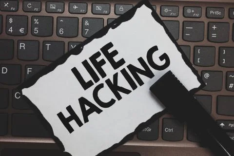 Handwriting text Life Hacking. Concept meaning Simple and clever techniques in Foto stock