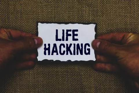 Handwriting text Life Hacking. Concept meaning Simple and clever techniques in Foto stock
