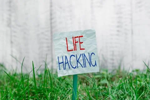 Handwriting text Life Hacking. Concept meaning Simple and clever techniques in Stock Photos