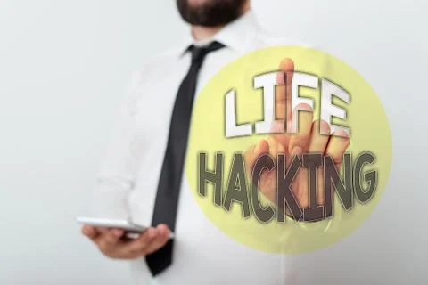 Handwriting text Life Hacking. Concept meaning Simple and clever techniques in Stock Photos