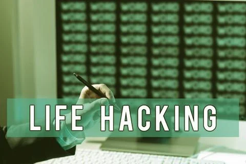 Handwriting text Life Hacking. Internet Concept Simple and clever techniques in Foto stock