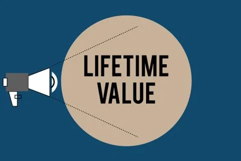 Handwriting text Lifetime Value. Concept meaning Worth of the customer over the Stock Illustration
