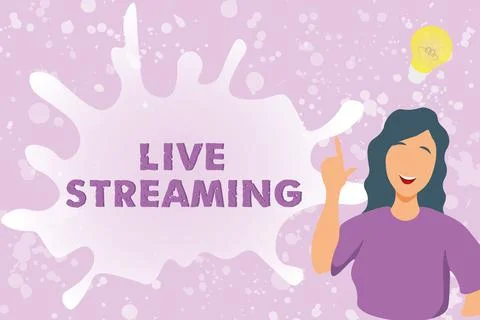 Handwriting text Live Streaming. Internet Concept Transmit live video coverage Stock Illustration