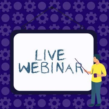 Handwriting text Live Webinar. Conceptual photo Interactive seminar transmitted Illustrazione stock