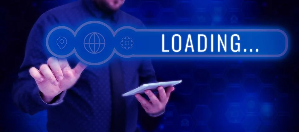 Handwriting text Loading. Internet Concept time takes to download and display Stock Photos