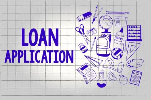 Handwriting text Loan Application. Concept meaning Document that provides Stock Illustration