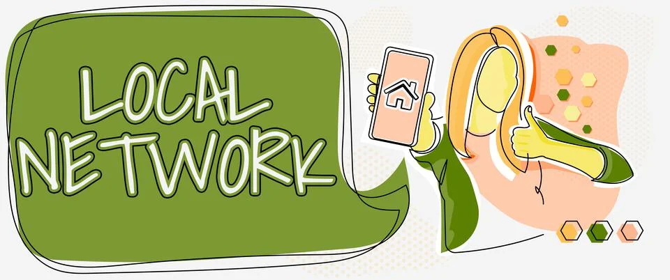 Handwriting text Local Network. Concept meaning Intranet LAN Radio Waves DSL Stock Illustration