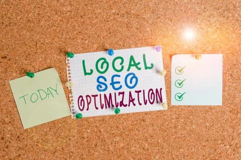 Handwriting text Local Seo Optimization. Concept meaning increase Search 写真素材