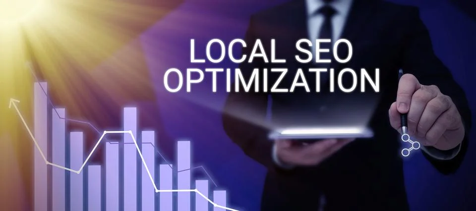 Handwriting text Local Seo Optimization. Business concept increase Search Stock Photos
