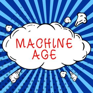 Handwriting text Machine Age. Word Written on period of development of new Stock Illustration