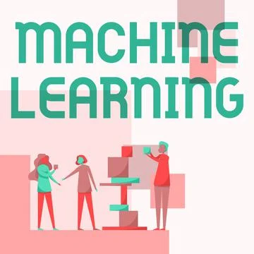 Handwriting text Machine Learning. Business showcase the concept that a computer Stock Illustration