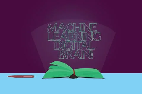 Handwriting text Machine Learning Digital Brain. Concept meaning Artificial Stockillustratie