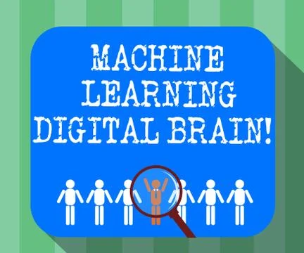 Handwriting text Machine Learning Digital Brain. Concept meaning Artificial Stock Illustration