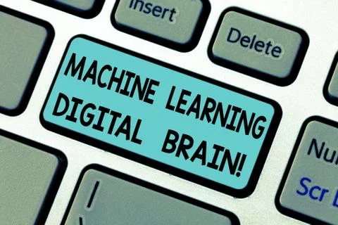 Handwriting text Machine Learning Digital Brain. Concept meaning Artificial Stock Photos