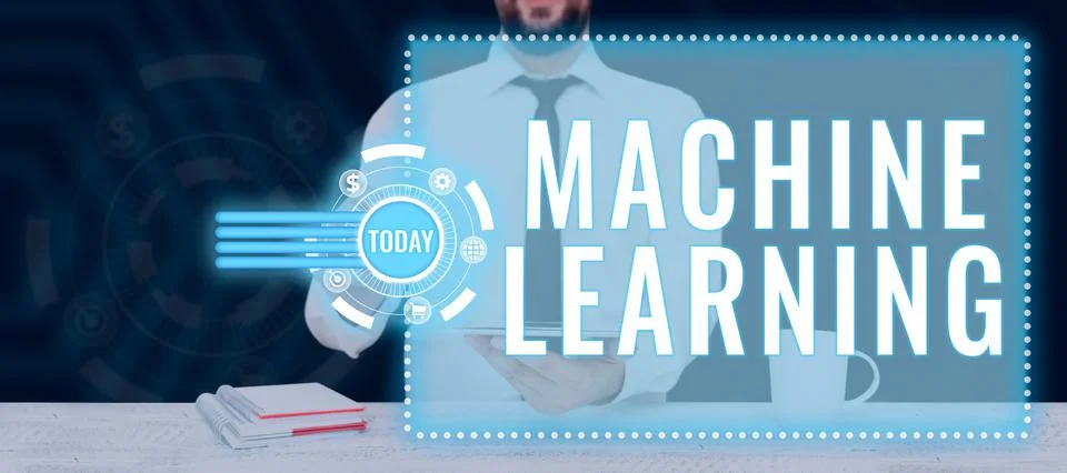 Handwriting text Machine Learning. Word for the concept that a computer can Foto stock