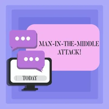 Handwriting text Man In The Middle Attack. Concept meaning Communication between 스톡 일러스트