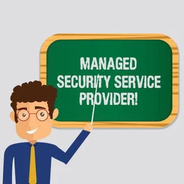 Handwriting text Managed Security Service Provider. Concept meaning Safety data Stock Illustration
