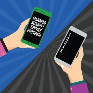 Handwriting text Managed Security Service Provider. Concept meaning Safety data Stock Illustration