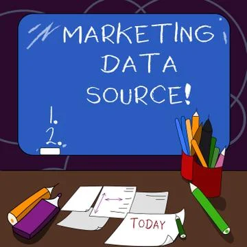 Handwriting text Marketing Data Source. Concept meaning connection set up to a Illustrazione stock