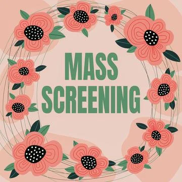 Handwriting text Mass Screening. Concept meaning health evaluation performed at Stock Illustration
