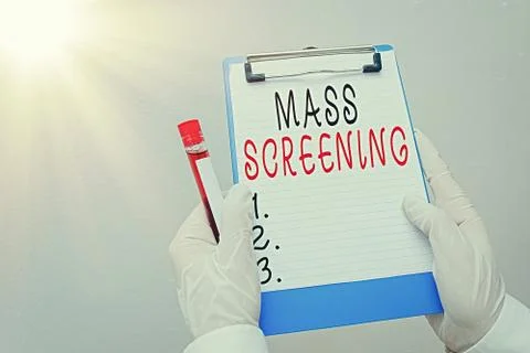 Handwriting text Mass Screening. Concept meaning health evaluation performed at 写真素材