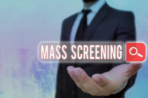 Handwriting text Mass Screening. Concept meaning health evaluation performed at 库存照片