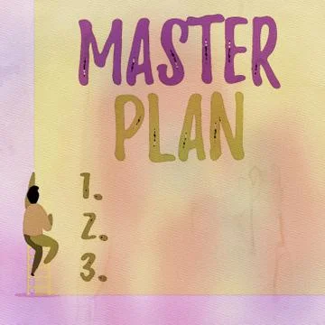 Handwriting text Master Plan. Concept meaning dynamic longterm planning document Illustrazione stock