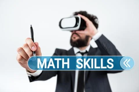 Handwriting text Math Skills. Internet Concept starting to learn how to count Stock Photos
