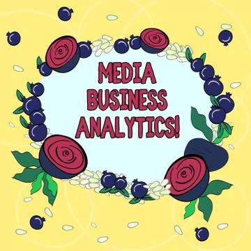 Handwriting text Media Business Analytics. Concept meaning Collecting and Stock Illustration