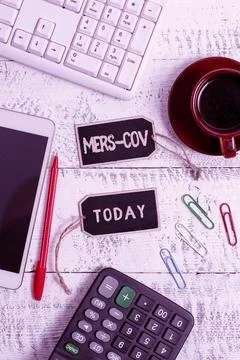 Handwriting text Mers Cov. Business idea viral respiratory illness that first Stock Photos