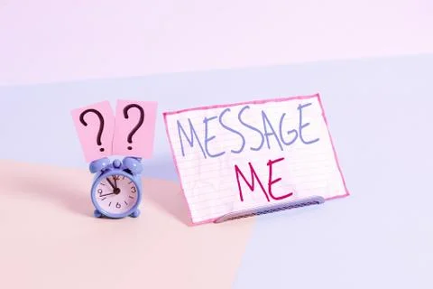 Handwriting text Message Me. Concept meaning To ask someone to send you a short 스톡 사진