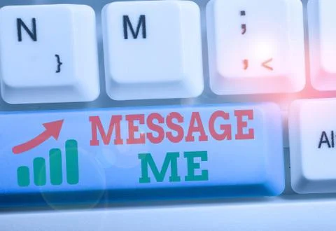 Handwriting text Message Me. Concept meaning To ask someone to send you a short 스톡 사진