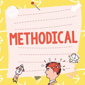 Handwriting text Methodical. Business approach System of Methods used in a study Stock Illustration