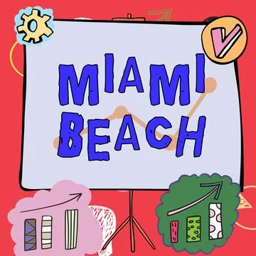 Handwriting text Miami Beach. Concept meaning the coastal resort city in Miami Ilustración de archivo