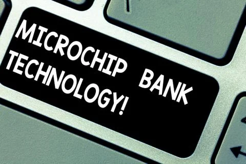 Handwriting text Microchip Bank Technology. Concept meaning Binary transactions Stock Photos