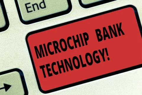 Handwriting text Microchip Bank Technology. Concept meaning Binary transactions Stock Photos